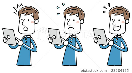 Illustration material: businessman casual tablet operation 22284155