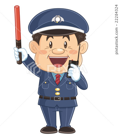 Cute illustrator of a security guard who is organizing traffic with a guide rod | Iwata Masayoshi Cute illustrator of a security guard who is organizing traffic with a guide rod | Iwata Masayoshi 22284324