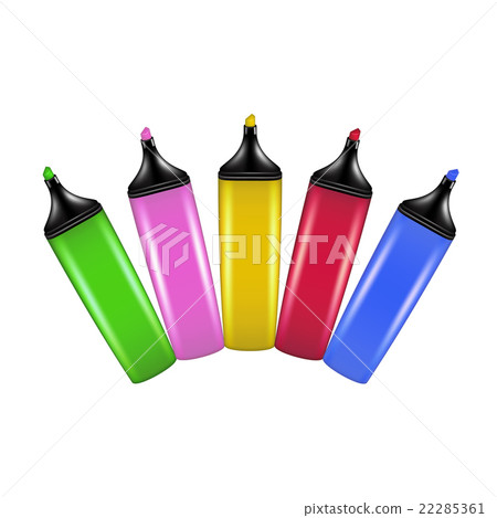 A set of highlighting pens on white background A set of highlighting pens on white background 22285361