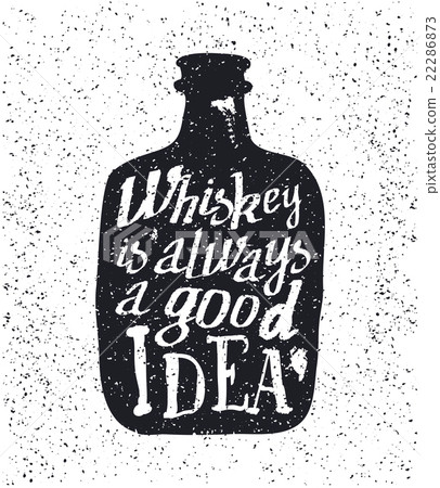 Whiskey bottle and handwritten lettering  22286873