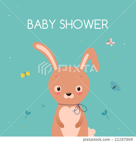 Baby shower card. Cute cartoon rabbit. 22287809