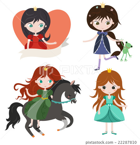 Princess collection, isolated on white background. 22287810