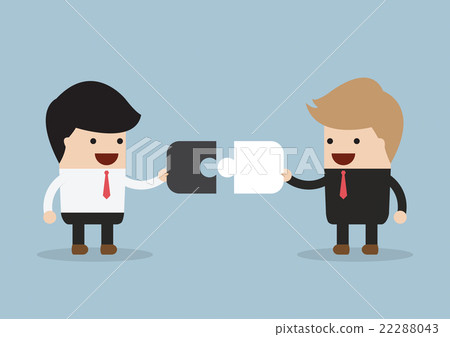 Two businessman connect puzzle pieces 22288043