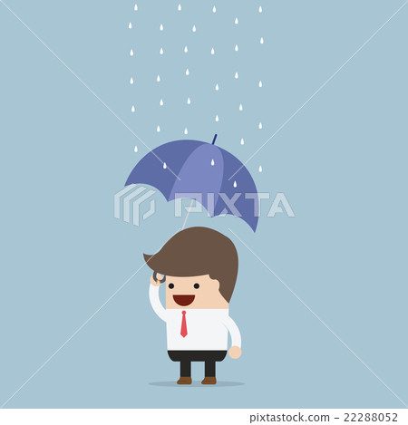 businessman holding an umbrella under the rain - Stock Illustration ...