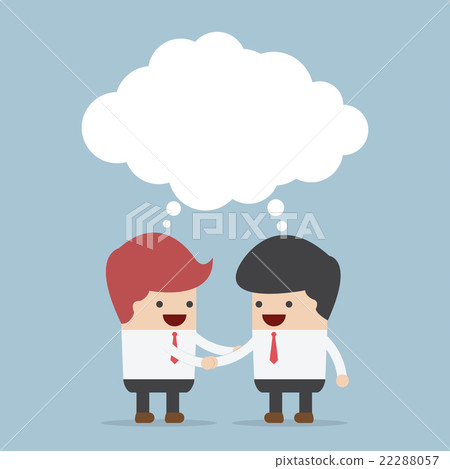 Businessmen shaking hands and blank speech 22288057