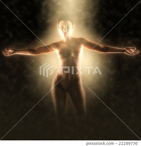 Beautiful naked young woman in the dark studio Beautiful naked young woman in the dark studio 22289730