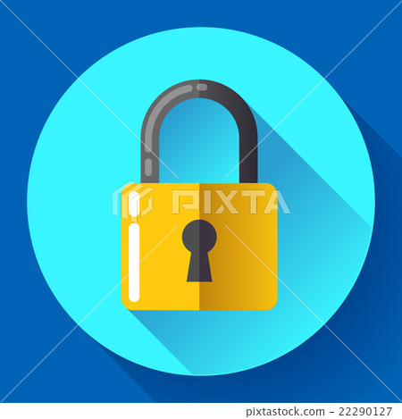 Vector lock icon with long shadow. Flat design - Stock Illustration ...