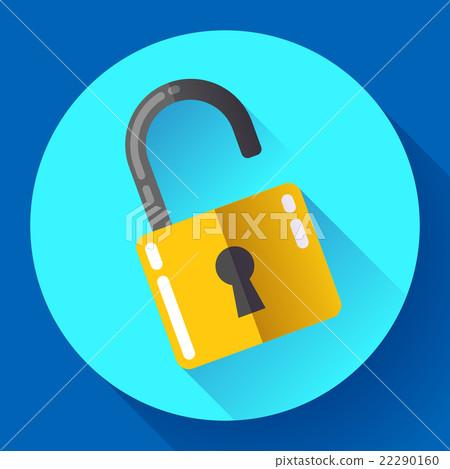 Vector lock icon with long shadow. Flat design - Stock Illustration ...