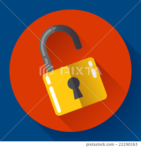 Vector lock icon with long shadow. Flat design - Stock Illustration ...