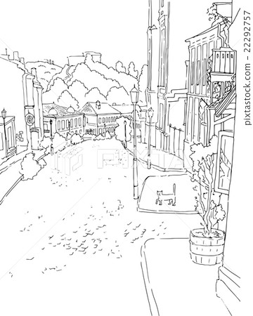 Vector monochrome sketch  city town  urban 22292757