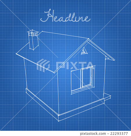 Drawing of the home on a blue background. Drawing of the home on a blue background. 22293377