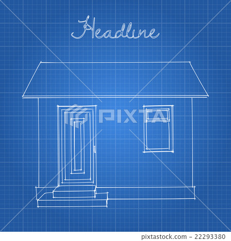 Drawing of the home on a blue background. Drawing of the home on a blue background. 22293380