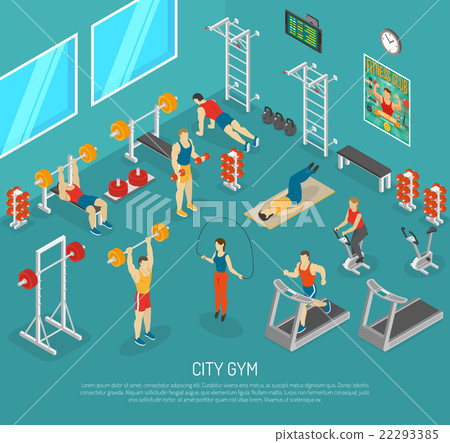 City Fitness Gym Center Isometric POster 22293385