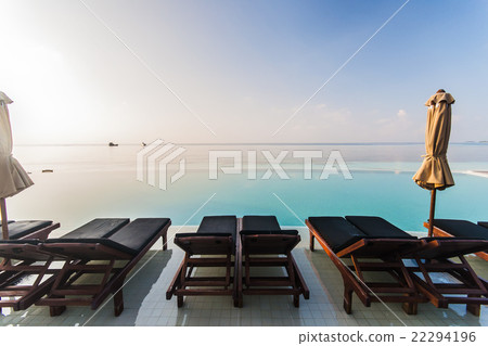 Water pool vacation with sunrise background 22294196