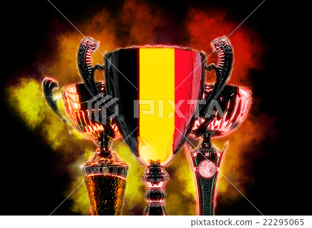 Trophy cup textured with flag of Belgium. 22295065
