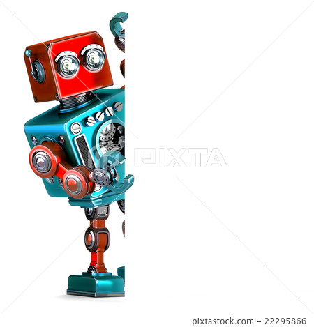 Retro Robot with blank banner. Isolated Retro Robot with blank banner. Isolated 22295866