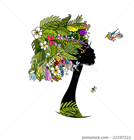 Female portrait with tropical hairstyle for your 22297222