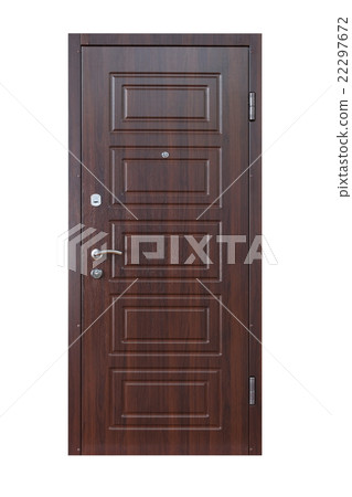 Brown wenge wooden closed door isolated on white Brown wenge wooden closed door isolated on white 22297672