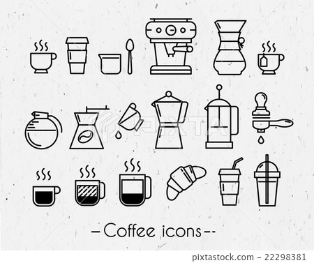 Coffee icons with paper -插圖素材 [22298381] - PIXTA圖庫