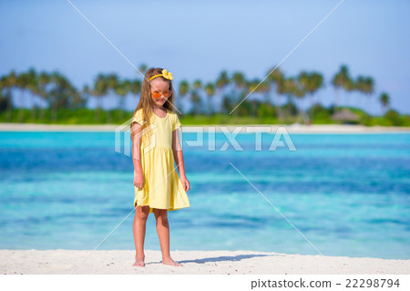 Adorable happy little girl have fun at shallow Adorable happy little girl have fun at shallow 22298794