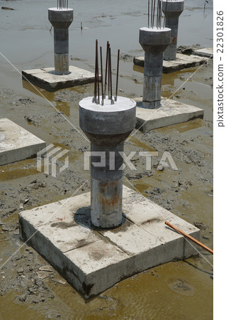 Concrete steel pier construction at the coast 22301826