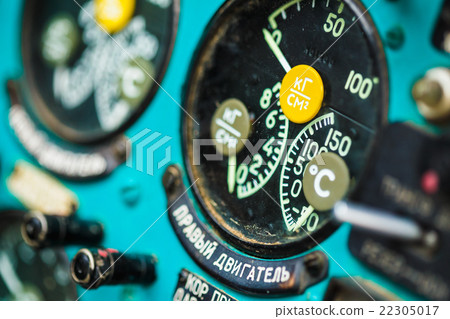 Close-up Of Instruments In Large Helicopter Close-up Of Instruments In Large Helicopter 22305017