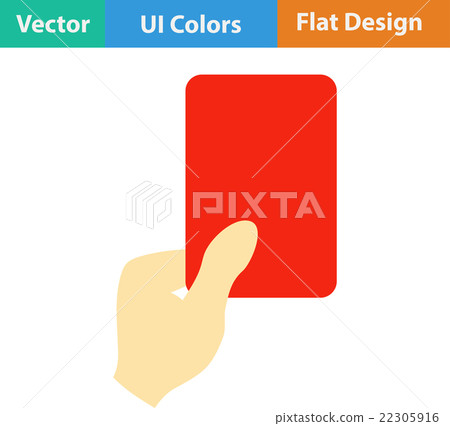 Icon of football referee hand with red card 22305916