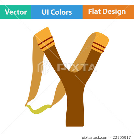 Flat design icon of hunting  slingshot 22305917