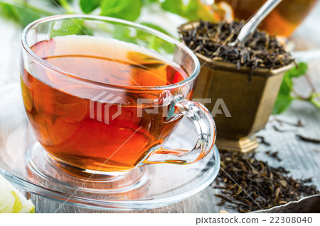 Stock Photo: Tea. Mint Tea. Herbal tea. Mint leaf. Mint leaves.