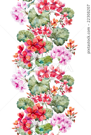 Watercolor geranium pattern 22308207