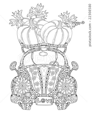 Hand drawn doodle outline holiday car Hand drawn doodle outline holiday car 22308580