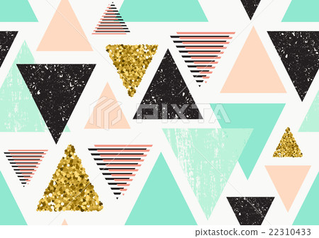Seamless pattern with gold glitter triangles. - Stock Illustration ...