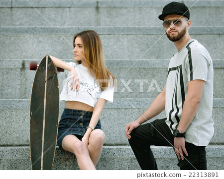 Portrait of stylish couple in a urban location 22313891