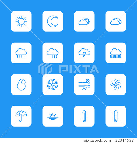 line weather icon set white rounded rectangle - Stock Illustration ...
