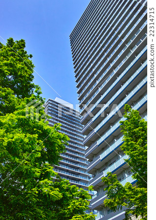 新緑と高層マンション 22314715