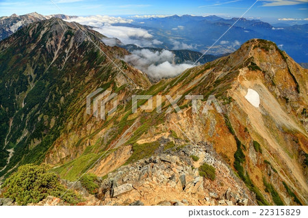 North peak seen from the Northern Alps · Kashima Atsugatake and ridgeline to Goryosaku · Hakubadake North peak seen from the Northern Alps · Kashima Atsugatake and ridgeline to Goryosaku · Hakubadake 22315829