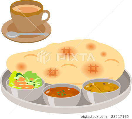 套印地安咖哩和naan 22317185