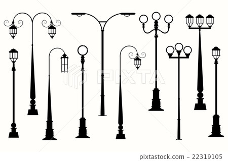 City street lanterns silhouette vector. 22319105