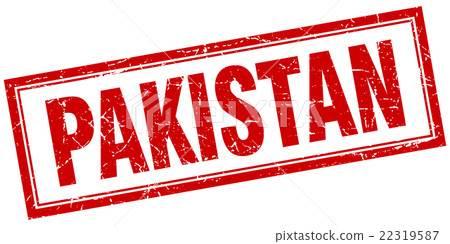 Pakistan red square grunge stamp on white Pakistan red square grunge stamp on white 22319587