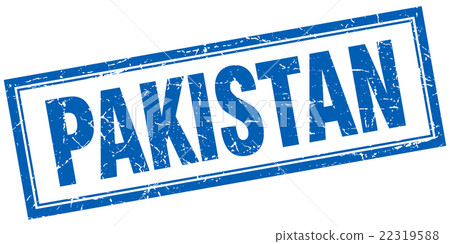 Pakistan blue square grunge stamp on white 22319588