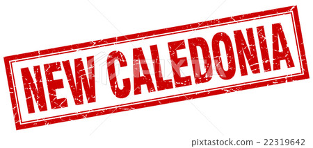 New Caledonia red square grunge stamp on white New Caledonia red square grunge stamp on white 22319642