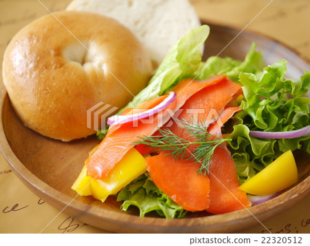 Bagel lunch plate (background tea) Bagel lunch plate (background tea) 22320512