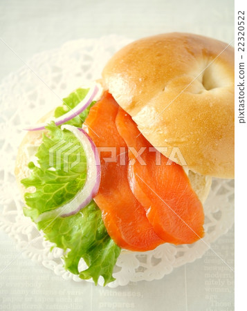 Smoked salmon and cream cheese bagel sand (high angle) Smoked salmon and cream cheese bagel sand (high angle) 22320522