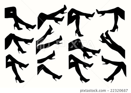 Legs with shoes. Silhouette of female legs. Legs with shoes. Silhouette of female legs. 22320687