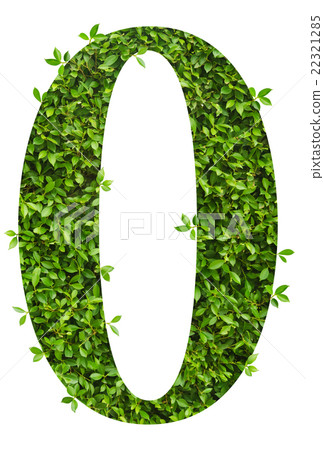 number 0, alphabet of green leaves 22321285