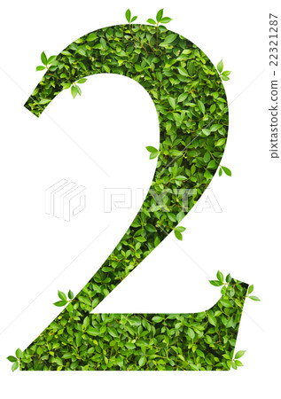 number 2, alphabet of green leaves 22321287