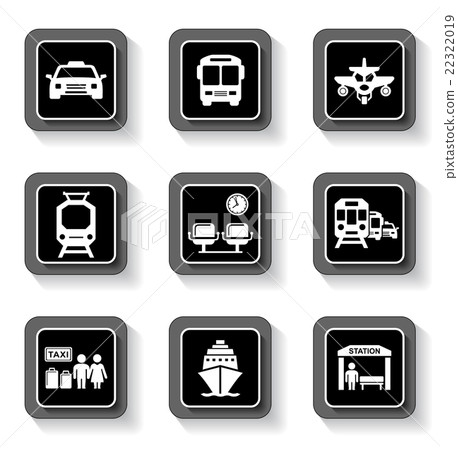 transport buttons with white silhouette 22322019