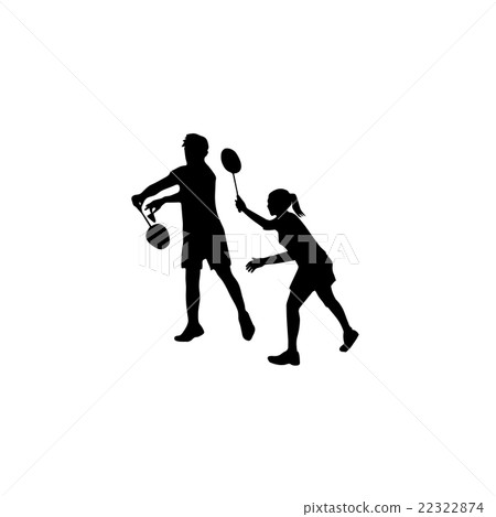 Silhouettes of mixed Team Badminton Players. Mixed 22322874