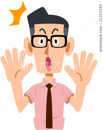 A businessman wearing glasses and wearing a short sleeve shirt surprised A businessman wearing glasses and wearing a short sleeve shirt surprised 22323343
