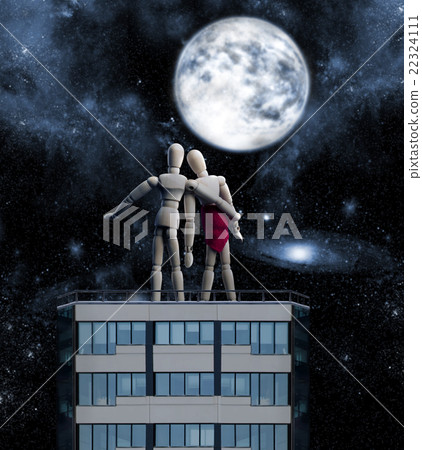 Couple of wooden figures on the roof 22324111